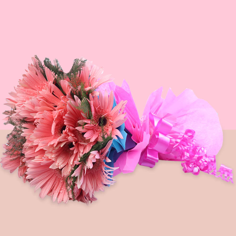 15 Pink Beautiful Gerberas